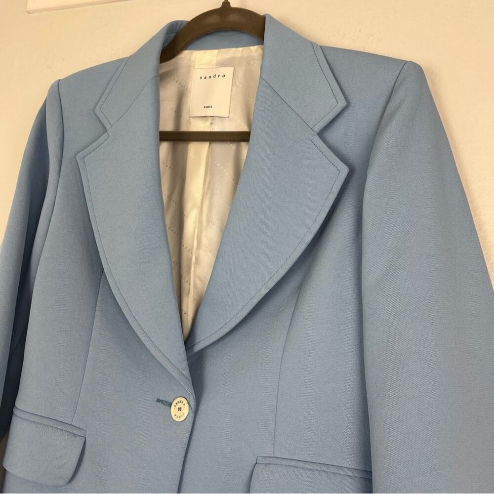 SANDRO Paris | NEW $490 Baby Sky Blue Ciel Blazer Quiet Luxury Workwear 34 - Picture 4 of 16